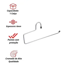 Kit 15 Cabides Calceiros - Cabide Para 1 Calça Cromado 6mm Foto mini 2