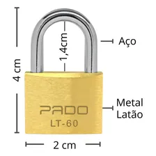 Kit 15 Cadeados Pado Latão 20mm Resistente Cor Dourado Foto mini  3