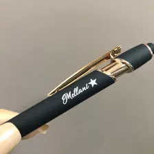 Kit 15 Caneta Metal Personalizada Logo Empresa Presente Tinta Azul Exterior Rosa Com Dourado Foto mini 3