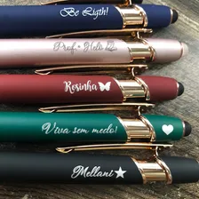 Kit 15 Caneta Metal Personalizada Logo Empresa Presente Tinta Azul Exterior Rosa Com Dourado Foto mini 2