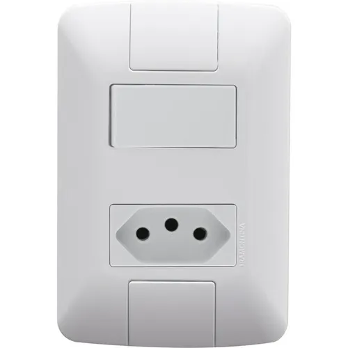 Kit 15 Conjunto 1 Interruptor Simples + 1 Tomada 10a Aria Foto 1