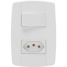 Kit 15 Interruptor Elétrico 1 Tecla E 1 Tomada 10a - Ilumi Cor Branco Foto mini 1
