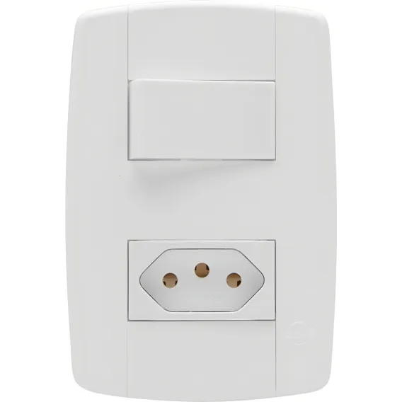 Kit 15 Interruptor Elétrico 1 Tecla E 1 Tomada 10a - Ilumi Cor Branco Foto 1