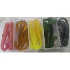 Kit 15 Iscas Artificial Larva Traíra Tucunar Cor Sortidas Na Caixinha Foto mini 2