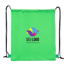 Kit 15 Mochilas Saco Sacochila Poliéster Personalizada Cor Verde Lisa Foto  mini 1
