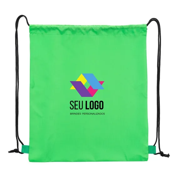 Kit 15 Mochilas Saco Sacochila Poliéster Personalizada Cor Verde Lisa Foto 1