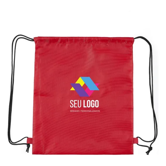 Kit 15 Mochilas Saco Sacochila Poliéster Personalizada Cor Vermelho Lisa Foto 1