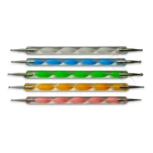 Kit 15 Pincéis + 10 Boleadores Em 5 Pincéis Manicure Foto mini  2