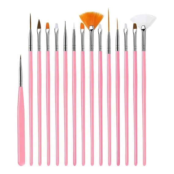 Kit 15 Pincéis Decoração Alongamento Unha Manicure Foto 1