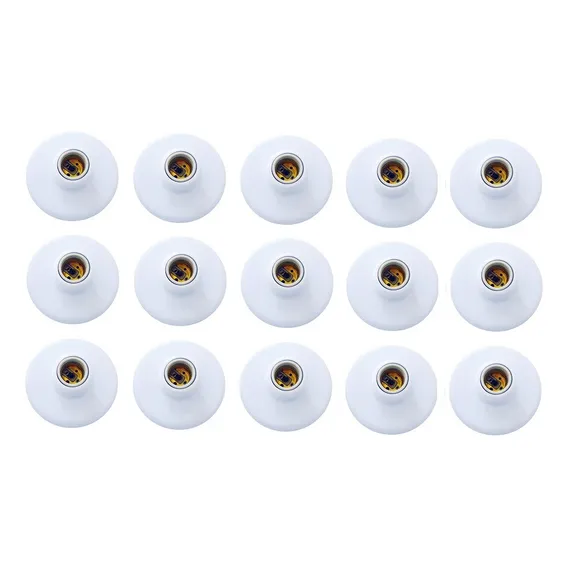 Kit 15 Plafons Simples Suporte Lâmpada E27 Bocal Cerâmica Cor Branco Foto 1
