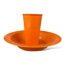Kit 15 Prato +15 Copo Plastico Resistente Não Quebra Criança Cor Laranja Liso Foto  mini 1