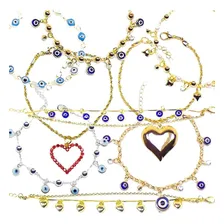 Kit 15 Pulseiras Folheadas 8 Pontos Luz Flor Foto  mini 1