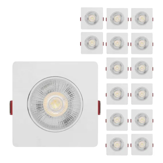 Kit 15 Spot Led 5w Dicroica Direcionável Quadrado Luz Neutro Estrutura Branco/neutro Foto 1