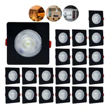 Kit 15 Spot Led Capa Preta 7w Direcionável Quadrado Embutir Estrutura Branco Frio 110v/220v - Bivolt Foto mini 1