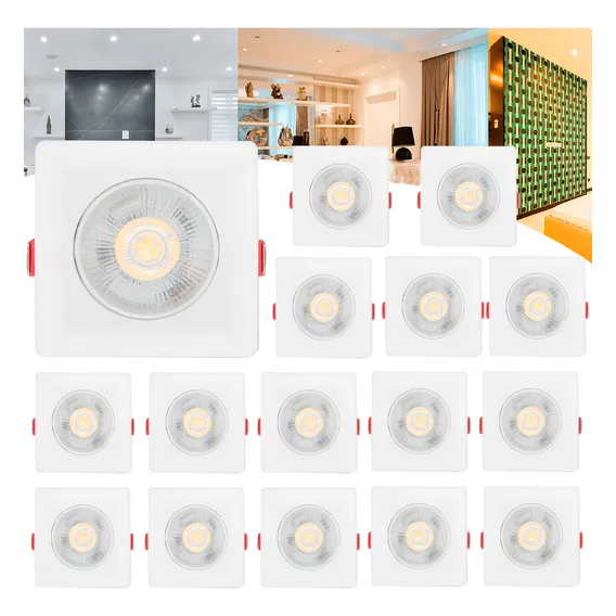 Kit 15 Spot Led Smd 7w Dicróica Direcionável Quadrado Forte Estrutura Branco Frio 110v/220v - Bivolt Foto 1