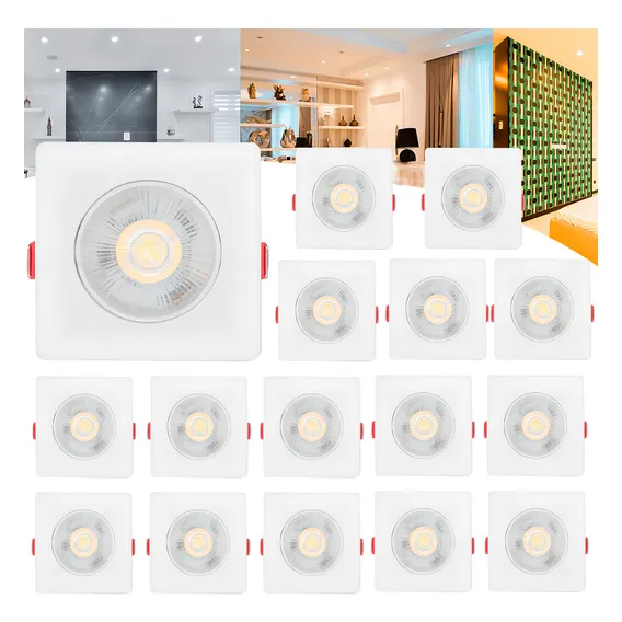 Kit 15 Spot Led Smd 7w Dicróica Direcionável Quadrado Forte Estrutura Branco Neutro 110v/220v - Bivolt Foto 1