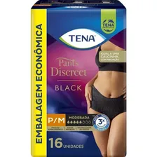 Kit 16 Calcinha Descartável Tena Pants Discreet Black Mulher Tamanho P/M Foto  mini 1
