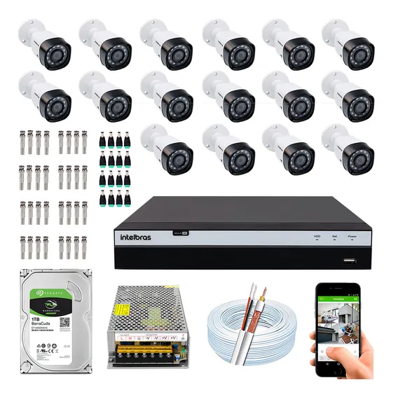 Kit 16 Câmeras Full Hd 1220 B G4 Dvr Intelbras Mhdx 3116 1tb Foto 1