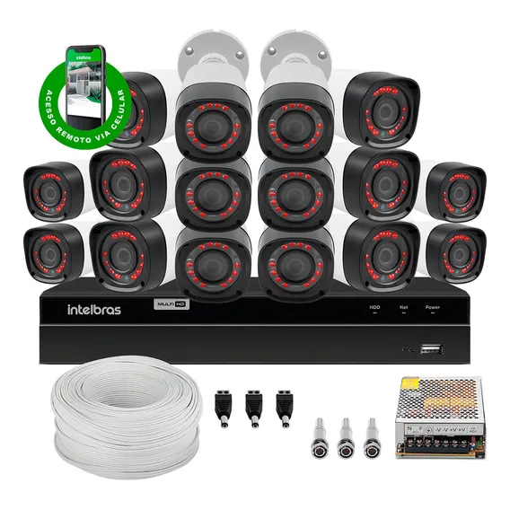 Kit 16 Canais Intelbras Mhdx 12 Câmeras 720p Bullet Foto 1