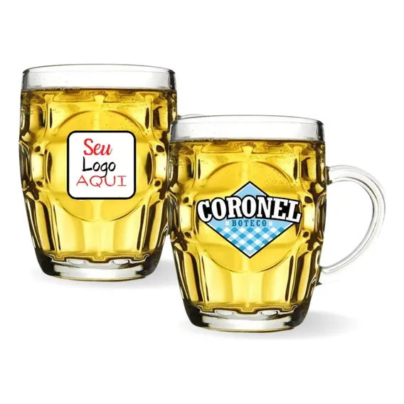 Kit 16 Canecas Personalizadas 300ml Vidro Restaurante Seu Logo Foto 1