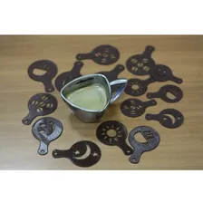 Kit 16 Moldes Stencil Barista Decorar Café/bolo/capuccino Cor Branco N/a Foto mini 2