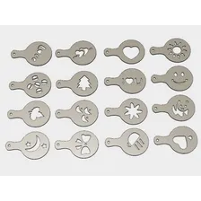 Kit 16 Moldes Stencil Barista Decorar Café/bolo/capuccino Cor Branco N/a Foto mini 3