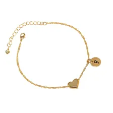 Kit 16 Pulseiras Madrinhas Com Coração E Inicial Folheada Diâmetro 18 Cm Foto  mini 1