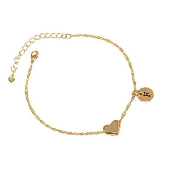 Kit 16 Pulseiras Madrinhas Com Coração E Inicial Folheada Diâmetro 18 Cm Foto 1
