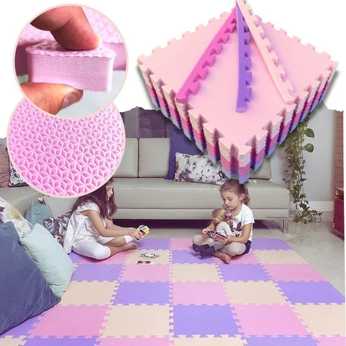 Kit 16 Tatame Infantil Eva Emborrachado Anti Termico 20mm Cor Rosa Foto 1