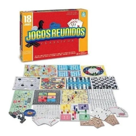 Kit 18 Jogos Reunidos Em 1 Dama Xadrez Baralho Dominó Nig Foto 1