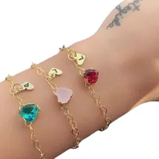 Kit 18 Pulseiras Coração Madrinha E Inicial Folheada Ouro Comprimento 17 Cm Diâmetro 17 Cm Foto mini 1