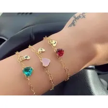 Kit 18 Pulseiras Coração Madrinha E Inicial Folheada Ouro Comprimento 17 Cm Diâmetro 17 Cm Foto mini 2