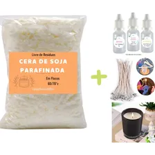 Kit 1kg Cera Parafinada Soja Ecomix + 3 EssĂȘncias + 10 Pavio Foto mini 1