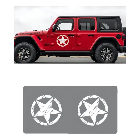 Kit 2 Adesivo 50x50cm Estrela Militar Off-road Jeep Wrangler Foto 1