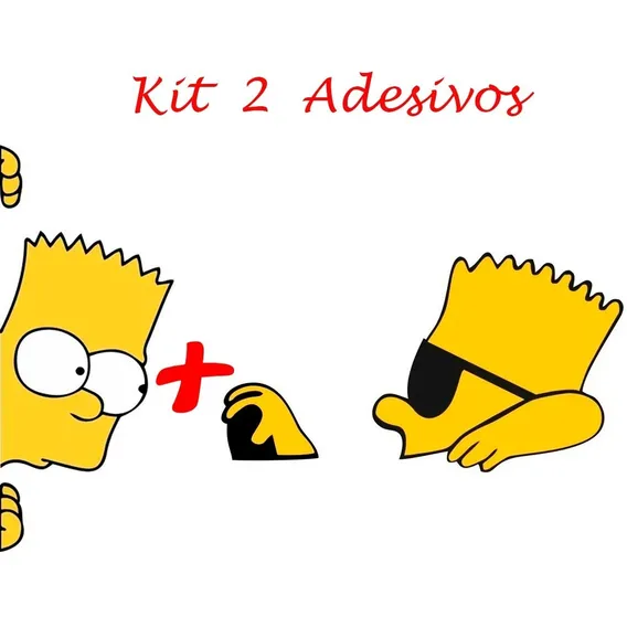 Kit 2 Adesivos - Bart Simpson Dirigindo E Carona Automotivo Foto 1