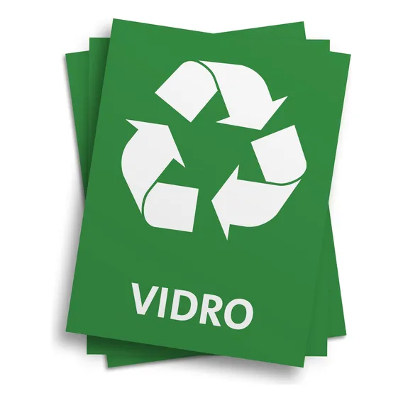 Kit 2 Adesivos Para Lixeiras Coleta Seletiva Vidro 20x15 Foto 1
