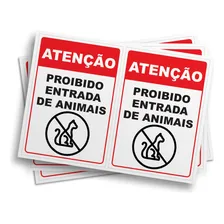 Kit 2 Adesivos Proibido Entrada De Animais 14cmx20cm Cor Branco Foto mini 1