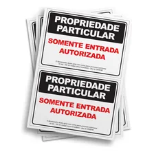 Kit 2 Adesivos Propriedade Particular Horizontal 14cmx20cm Foto  mini 1