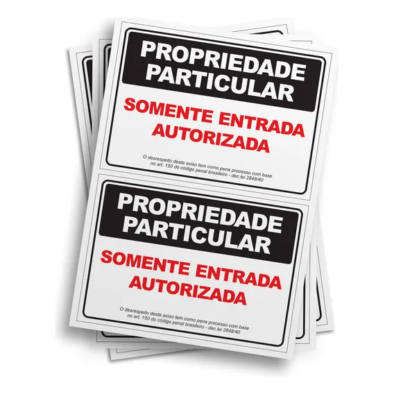Kit 2 Adesivos Propriedade Particular Horizontal 14cmx20cm Foto 1