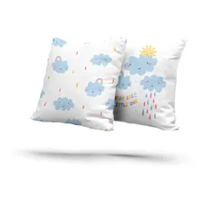 Kit 2 Almofadas Com Enchimento Chuva De Amor Arco Iris Cor Azul Desenho do tecido Geométrico Foto  mini 1