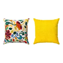 Kit 2 Almofadas Decorativas 45x45 Floral Amarelo Com Zíper Desenho do tecido Florido Foto mini 4