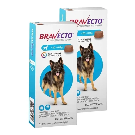 Kit 2 Antipulgas E Carrapatos Bravecto Para Cães 20 A 40 Kg Foto 1