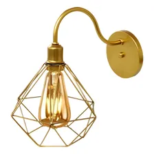 Kit 2 Arandela De Parede Pendente Luminária Aramado Diamante Cor Dourado Foto mini  3