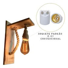 Kit 2 Arandela Parede Madeira Retro Vintage Rustic Bar Foto mini 2