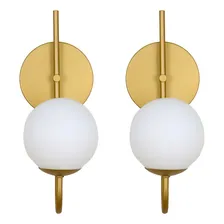 Kit 2 arandelas curva globo 12 jabuticaba dourado fosco 110v/220v Kazaprime Foto mini 1