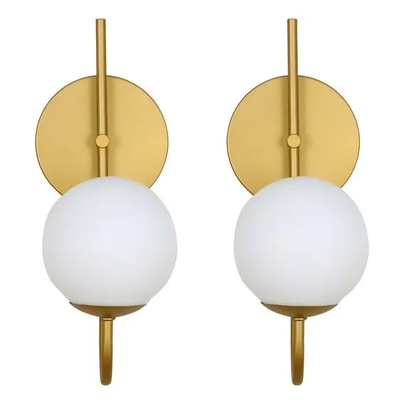 Kit 2 arandelas curva globo 12 jabuticaba dourado fosco 110v/220v Kazaprime Foto 1