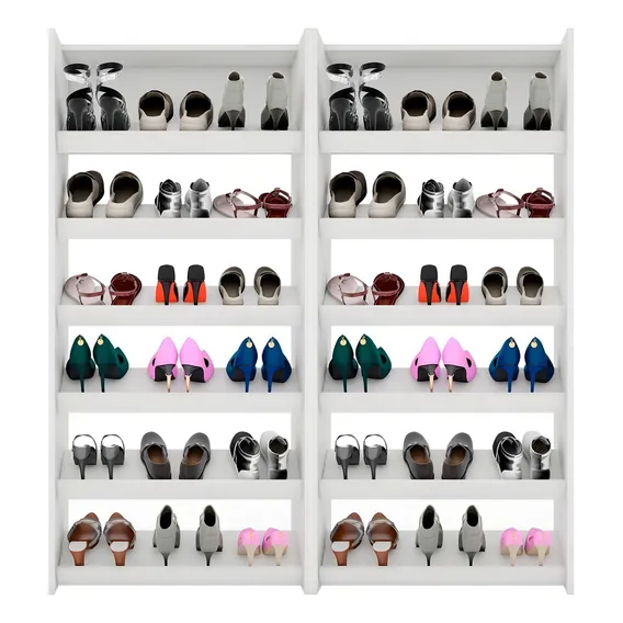 Kit 2 Armários Multiuso Sapateira Paris Branco Lumil Móveis Foto 1