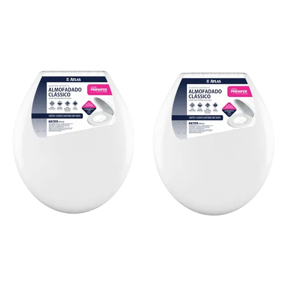 Kit 2 Assento Sanitário Almofadado Fofinho Tampa Vaso - Branco Foto 1
