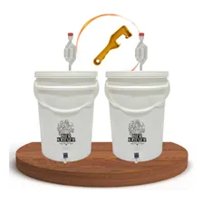 Kit 2 Baldes Fermentador 22 Litros C/ Torneira Airlock Chave Foto  mini 1
