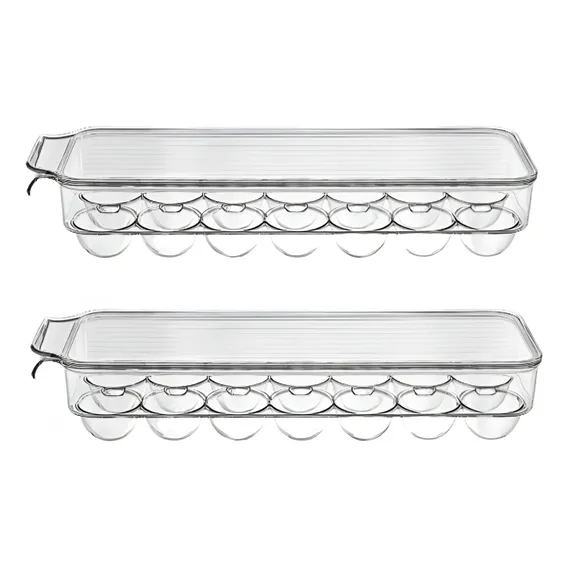 Kit 2 Bandeja Porta 14 Ovos Organizador AcrÃlico Suporte Cor Transparente Foto 1